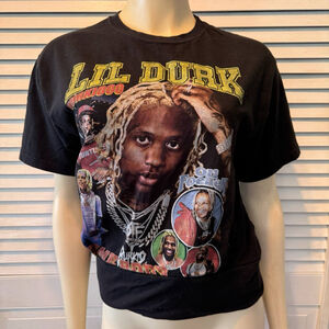 Women's M&O Gold Lil Durk Graphic T-shirt Size M Black